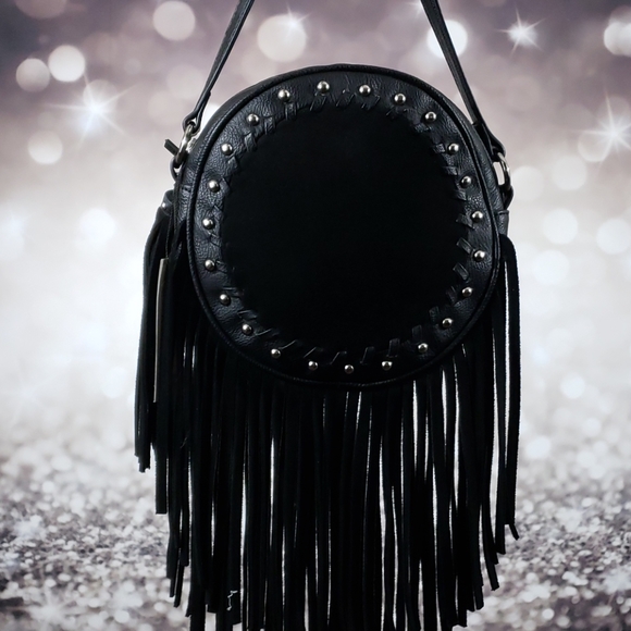 NWT Nine West Tassel Times Black Silver Crossbody - Picture 16 of 16